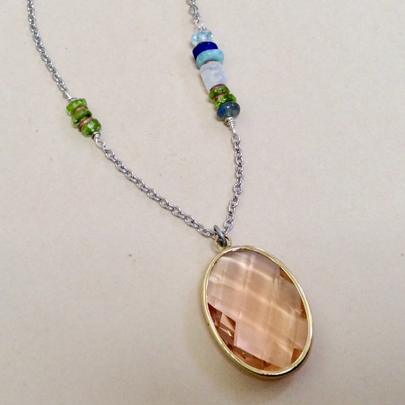 Handcrafted Sundance charm Silver Multi Gemstones Necklace 30”L new - Picture 2 of 16